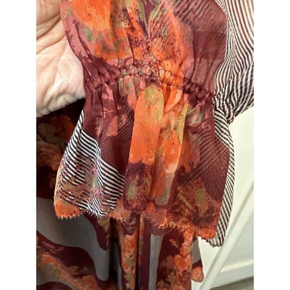 Soft Surroundings Woodland Manor Boho Dress Women XL Fall Burgundy Floral Flowy - Picture 5 of 6